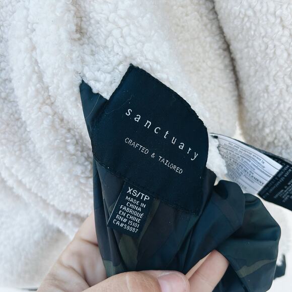 Sanctuary Women’s Reversible Midweight Camo Sherpa Jacket Full Zip XS Small - Picture 10 of 12